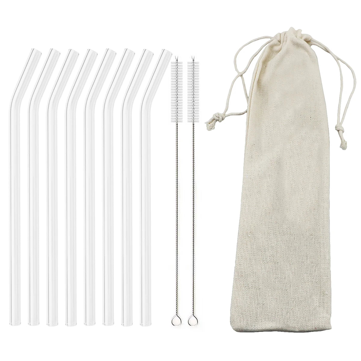 Reusable Glass Straw Set