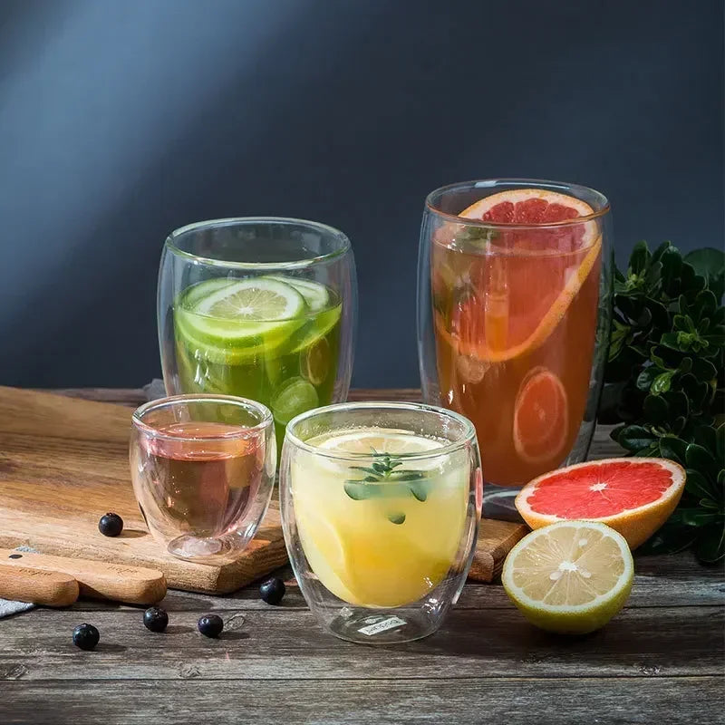 Double Wall Borosilicate Glass Mug Set