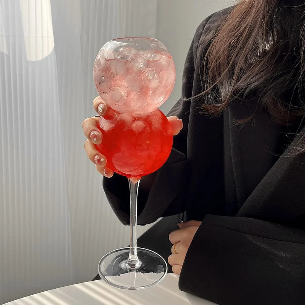 3D Rose Champagne Goblet Glass