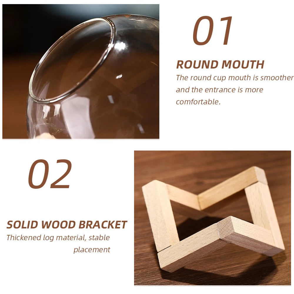 Cocktail Glass with Wooden Stand